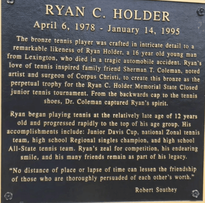 Memorial plaque honoring Ryan C. Holder